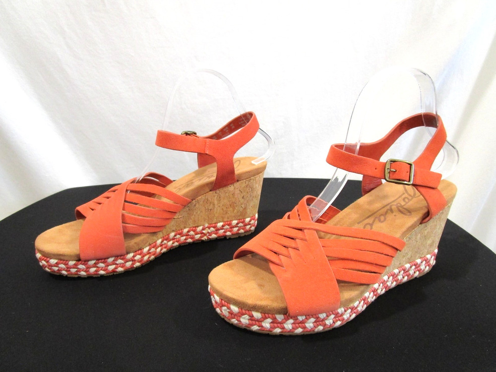NWOB Zodiac Paola Chili Pinkish Orange Espadrille Wedge Sandals Women Sz 9